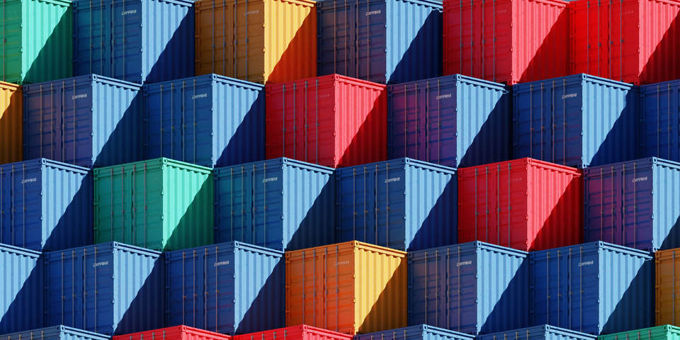 piles of containers
